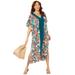 Plus Size Women's V-neck Tunic Cover-Up Dress by Swimsuits for All in Animal Palm Print (Size 14/16)