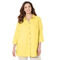 Plus Size Women's Classic Linen Buttonfront Shirt by Catherines in Canary (Size 6X)