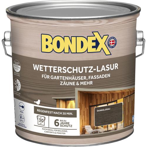 „BONDEX Holzschutzlasur „“Wetterschutzlasur““ Farben Semi transparent Gr. 2,5 l 2,5 ml, grau (dunkelgrau) Holzlasuren“