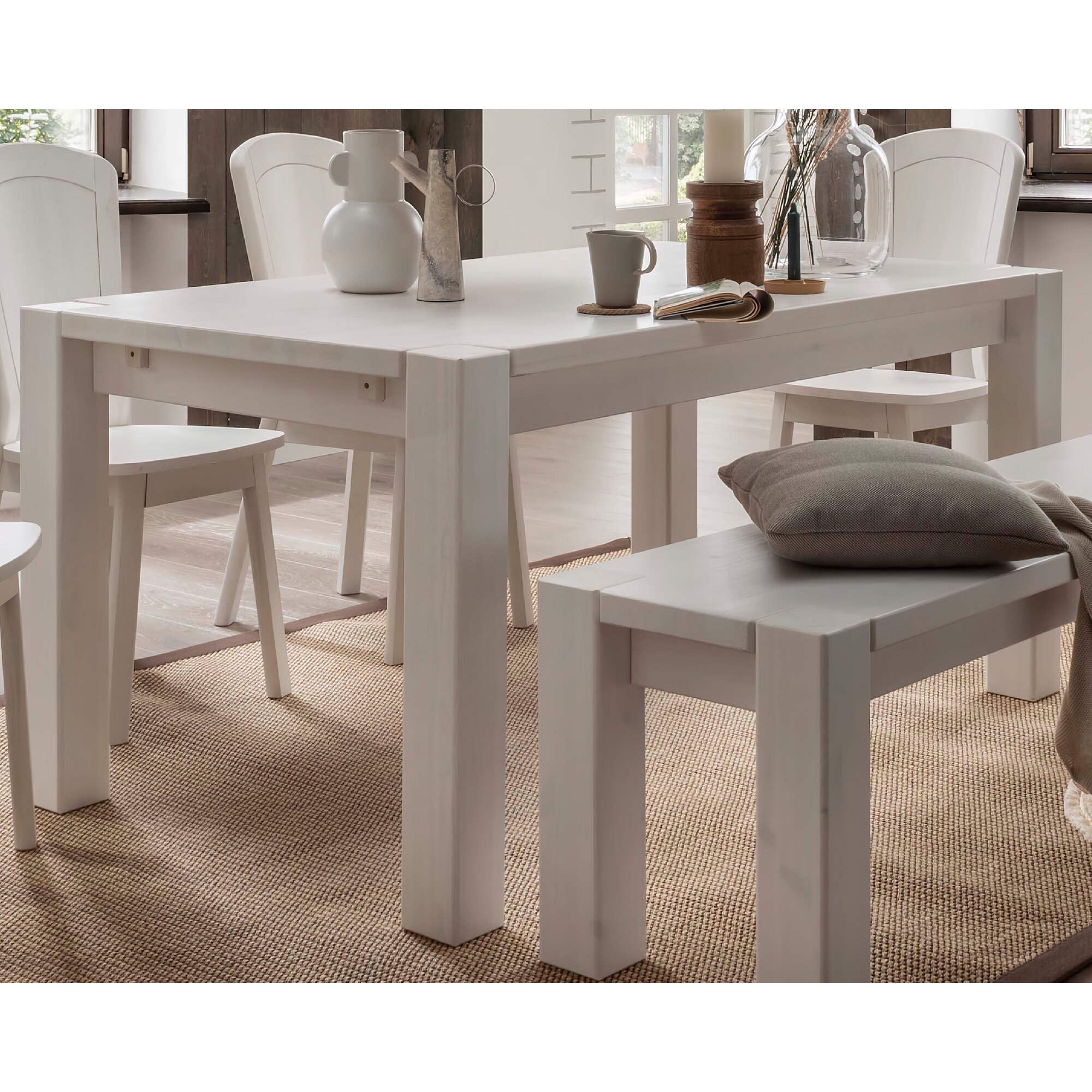 MassivHolz »Vita« Esstisch weiß Esstisch / 140x90 cm