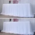 Jupe de Table en Tulle Blanc Rectangle Rond à Volants Tutu pour Mariage ixPréChristophe
