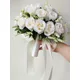Bouquet de Mariage Blanc Fleurs Artificielles Boutonnière Accessoires pour Mariée Demoiselle