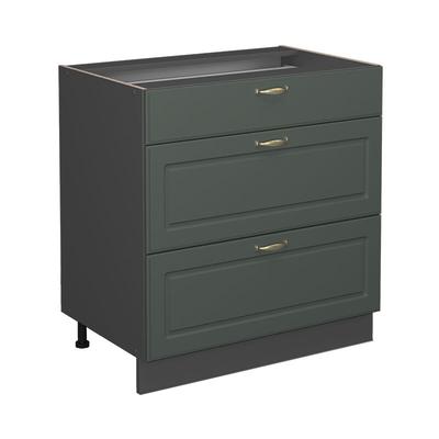 Küchenunterschrank Fame-Line, Grün-Gold Landhaus, 80 cm mit 3 Schubladen, ohne Arbeitsplatte Vicco Image