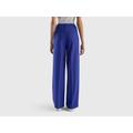 Benetton, Flowy Trousers With Wide Leg, taglia 12, Bright Blue, Women