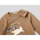 Benetton, Bodysuit With Print In Organic Cotton, taglia 6-9, Camel, Kids