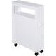 72x16cm Narrow Bathroom Storage Unit 2 Drawers Open Top 4 Wheels Slimline - White - Homcom