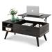 Wood Lift Top Coffee Table with Hidden Compartment and Adjustable Storage Shelf, Lift Tabletop Dining Table