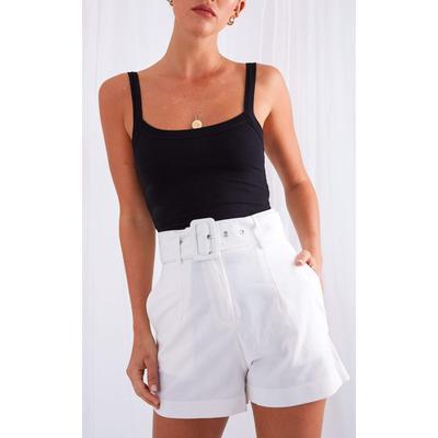 Blair Belted Shorts - White