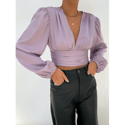 Hazel Ruched Blouse - Lilac