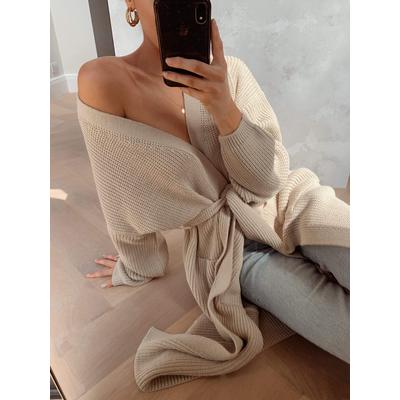 Arden Midi Tie Cardigan - Light Beige