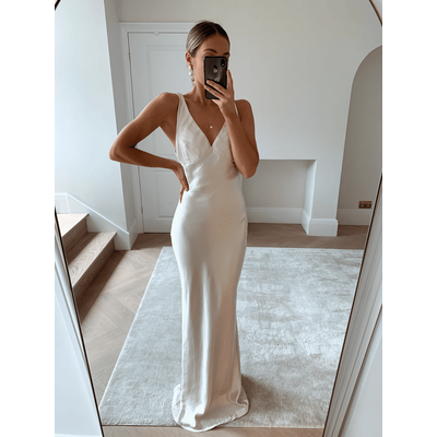 Piper High Back Maxi Dress - Matte Oyster