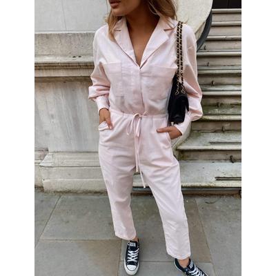 Cara Linen Boilersuit - Pastel Pink