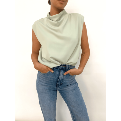 Farrah Funnel Neck Blouse - Sage