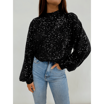 Ambre Blouse - Black Sequin