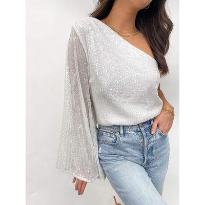 Rosie Sequin One Shoulder Blouse - White