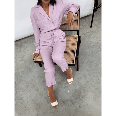 Cara Linen Boilersuit - Lilac