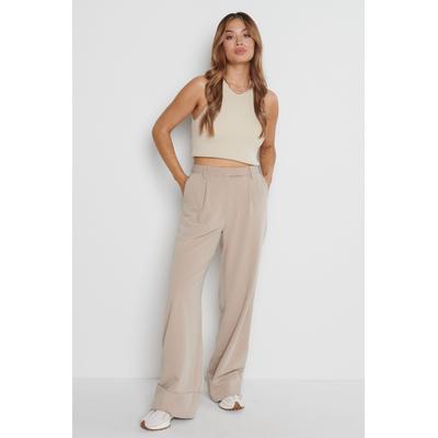 Rae Wide Leg Trousers - Beige