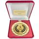 "Gold Heavyweight 5 Year Anniversary Medal In A Burgundy Velour Box Case With Ribbon 70mm (2 3/4\") FREE ENGRAVING"