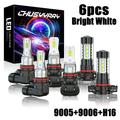 9005 9006 H16 LED Combo Headlight H10 HB4 5202/2504 High&Low&Fog Beam Bulbs Pack of 6