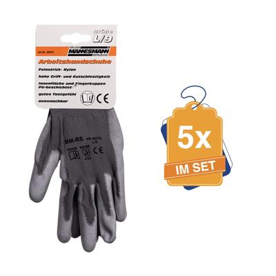 MANNESMANN Arbeitshandschuhe Gr. 9, 5x im Set Schutzhandschuh Grau M40372-5-SET Image
