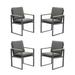 Outdoor Dining Chairs Set of 4 with Teak Armrest 4 Pieces Chair Aluminum Outdoor Furniture Grey