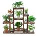 FONIRRA Multi-Tier Plant Stand Indoor Outdoor Potted Plant Shelf Wooden Plant Holder for Garden Patio Corner Balcony Yard Brown