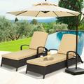 Magic Union Patio Chaise Lounge Chair PE Rattan Outdoor Reclining Lounge Chair Pool Lounge Chair with Wheels and Adjustable Backrest Set of 2