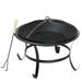 SAYFUT Portable Folding Round Black Steel 22 Inch Fire Pit Wood Burning Mesh Spark