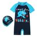 Kids Swimsuits Boys Girls Swimsuit 1 Piece Zipper Swimwear With Hat Rash Guard Surfing Suit Upf 50+ Baby Boy Bathing Suit Size XXL Navy