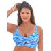 Plus Size Women's Cut Out Longline Bikini Top by Swimsuits For All in Blue Animal (Size 8)
