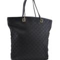 Gucci Bags | Gucci Gg Black Canvas Leather Tote Shoulder Bag | Color: Black | Size: 14.2x11.8x4.3 Inches