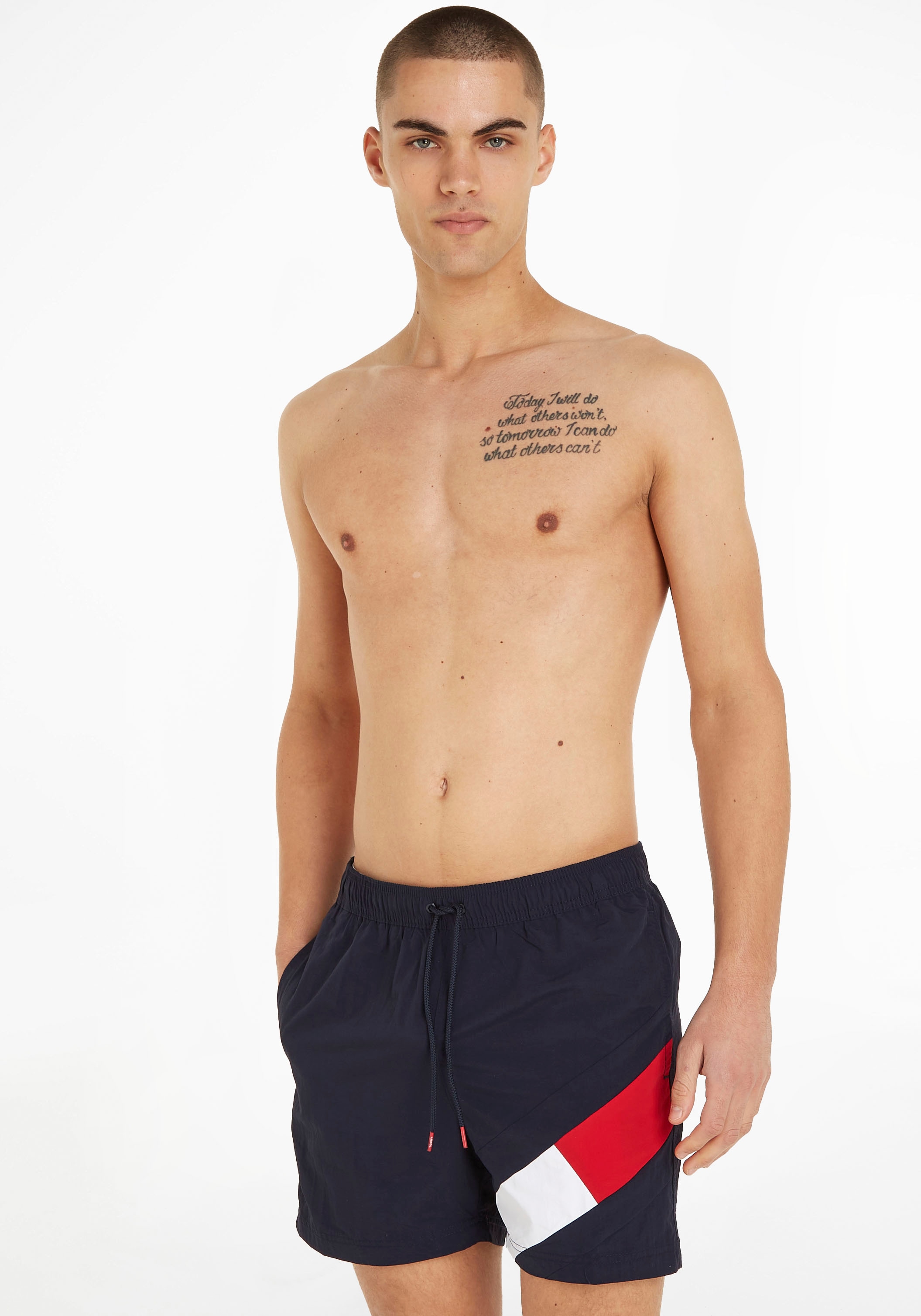 Badeshorts "SF MEDIUM DRAWSTRING", Herren, Gr. XXL (56), N-Gr, blau (desert, sky,), Microfaser, Polyamid, TOMMY HILFIGER SWIMWEAR, unifarben, Badehosen, mit Tommy Hilfiger Markenlabel Image