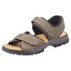Riemchensandale RIEKER, Herren, Gr. 47, braun (dunkelbraun), Lederimitat, Textil, kontrastfarbene Details, sportlich, Schuhe, Sommerschuh, Klettschuh, Outdoorschuh, mit Klettriemchen, Topseller