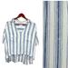 American Eagle Outfitters Tops | American Eagle Outfitters Striped Cropped V-Neck Short Sleeved Shirt Size Xl | Color: Blue/White | Size: Xl