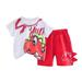 Qufokar Boys Outfits Size 6 Outfits Set Toddler Kids Baby Boys Girls Clothes Summer Short Sleeve T Shirt Tops Shorts Casual 2Pcs Outfits Set