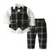 Qufokar Valentines Day Tracksuit for Baby Baby Boy Clothes With Airplanes Toddler Boys Long Sleeve T Shirt Tops Plaid Vest Coat Pants Child Kids Gentleman Outfits