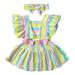 Qufokar Baby & Toddler Bed Rails & Rail Guards Bodysuit Girls Toddler Girls Ruched Striped Print Bow Casual Romper Bodysuit Dress Casual Clothes 24M