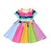 Dress Baby Girls Youth Dress Sweaters Kids Toddler Baby Girls Spring Summer Heart Colorful Print Short Sleeve Little Girls Embroide Beaded Flower Girl Birthday Party Dress Girls Christmas Dress