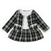 Qufokar Baby Girl Outfit 0-3 Months Size 2T Girls Clothes Toddler Girls Outfit Fashion Small Fragrance Long Sleeves Plaid Dress Coat 2Pcs Set Outfits