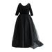 Girls Pageant Dress Sweater Dress Size 10 Girls Kids Children s Evening Dress Black Princess Dress Western Style Train Bridesmaid Dress Piano Performance Tulle Dress for Big Girls Elastic Waist Dress