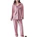 YUNAFFT Clearance Pajamas For Women Plus Size Fire Sale Ladies Fashion Flannel Solid Print Pocket Long Sleeve+ Long Pants Pajama Suit