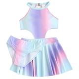 ZMHEGW Kids Child Baby Girls 2 Piece Swimsuits Bathing Suit Colourful Princess Dress Underpants Swimwear Set
