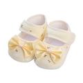 Baby Girls Mary Jane Flats with Bowknot Flowers Princess Wedding Dress Ballet Shoes Non-Slip Toddler First Walkers Newborn Crib Shoe