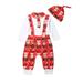 Newborn Baby Boys Girl Christmas Outfits Romper Tops Pants Hat Cotton Clothes