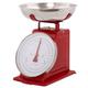 PLINT New 3KG Traditional Weighing Kitchen Scale With Stainless Steel Bowl, Retro Scales Mechanical Vintage, Retro Food Scales with Large Metal Bowl (Rot)