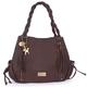 Catwalk Collection Handbags - Women's Large Leather Hobo Shoulder Bag - Tote Bag With Zip - Handbag With Multiple Compartments - CAZ - Dark Brown