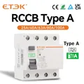 Disjoncteur électromécanique à courant résiduel ETEK Type A RCD RCCB 30ma 2 Pole10KA 3P + N 4P 40A