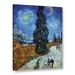 Vault W Artwork Country Road in Provence by Night by Vincent Van Gogh Graphic Art on Canvas Metal in Blue/Brown/Green | 32 H x 24 W x 2 D in | Wayfair