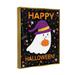 Stupell Industries Happy Halloween Happy Ghost Giclee Art By Emily Cromwell Wood in Black/Brown/Indigo | 21 H x 17 W x 1.7 D in | Wayfair