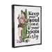 Stupell Industries Keep Soul Clean & Boots Dirty Phrase Framed Floater Canvas Wall Art By Erica Billups Canvas in Black/Green/Pink | Wayfair